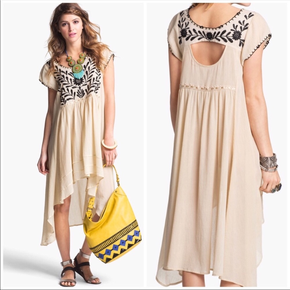 Free People Marina Hi-Lo Embroidered BoHo Dress